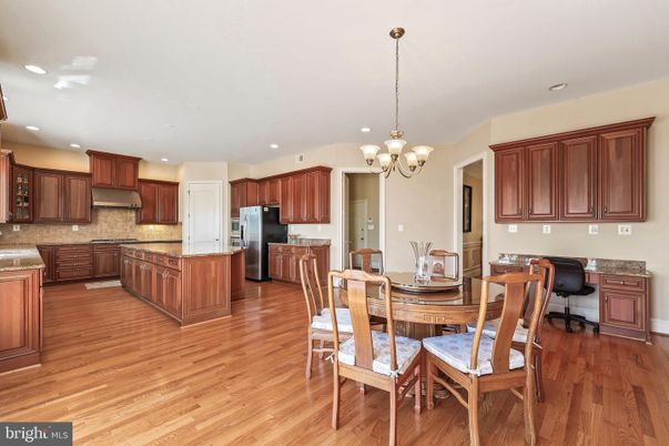 Chandelier, Dining room, Interior, Kitchen, Recessed Lighting, Wood Texture Flooring