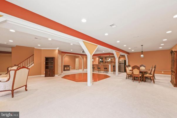 Dining room, Interior, Pendant Lights, Recessed Lighting, Wood Texture Flooring
