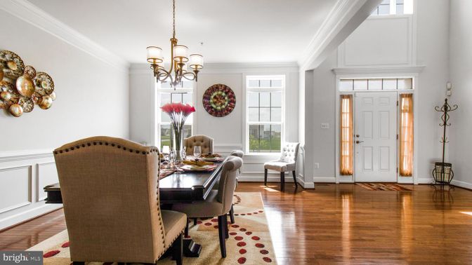 Chandelier, Dining room, Interior, Wood Texture Flooring