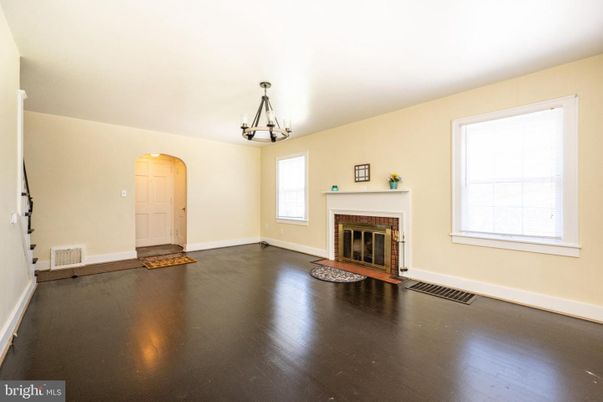Chandelier, Empty room, Fireplace, Interior, Pendant Lights, Wood Texture Flooring