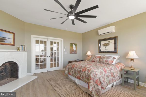Bedroom, Fireplace, Interior, Wood Texture Flooring