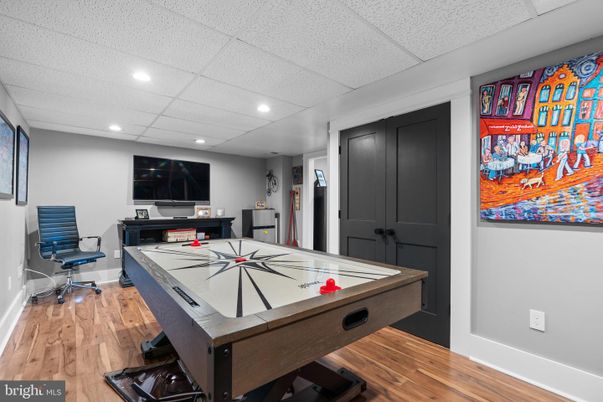 Game Room, Interior, Recessed Lighting, Wood Texture Flooring