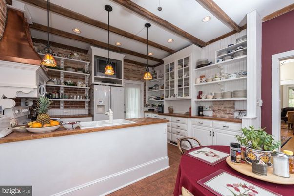 Interior, Kitchen, Pendant Lights, Recessed Lighting, Stainless Steel Appliances, Wooden Beams