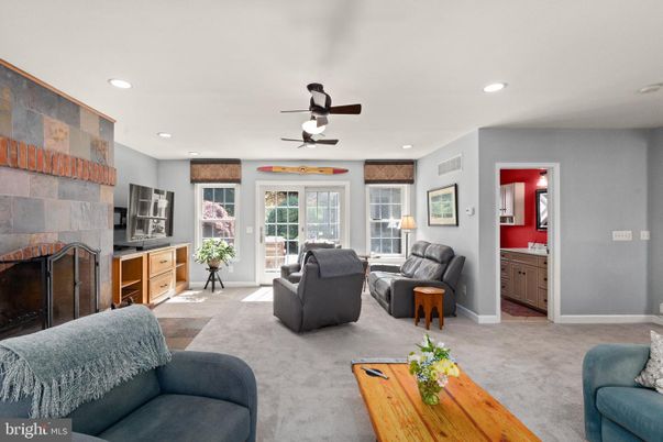 Fireplace, Interior, Living room, Recessed Lighting, Stone Walls