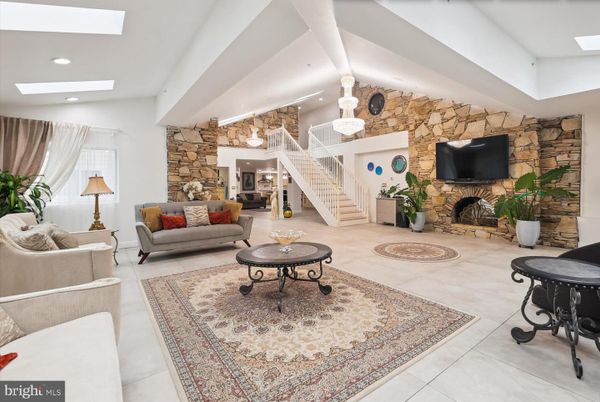 Fireplace, Interior, Living room, Recessed Lighting, Stone Walls