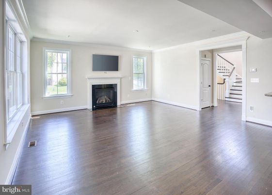 Empty room, Fireplace, Interior, Recessed Lighting, Wood Texture Flooring