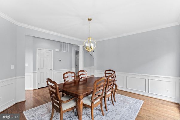 Chandelier, Dining room, Interior, Pendant Lights, Wood Texture Flooring