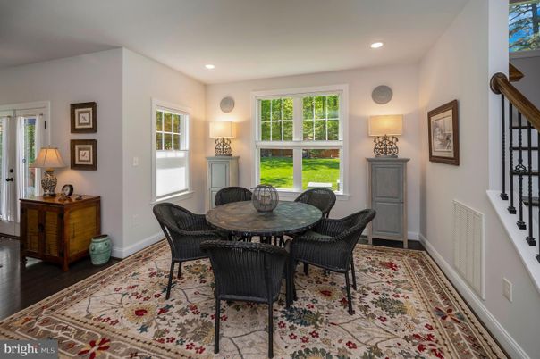 Dining room, Interior, Recessed Lighting, Wood Texture Flooring
