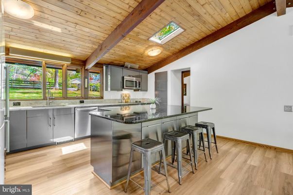 Interior, Kitchen, Stainless Steel Appliances, Wooden Beams, Wooden Ceilings, Wood Texture Flooring