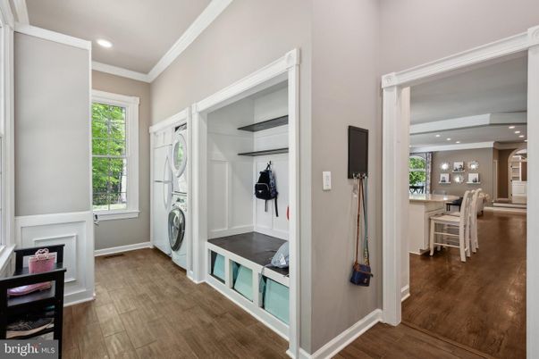 Dining room, Interior, Recessed Lighting, Washer, Wood Texture Flooring
