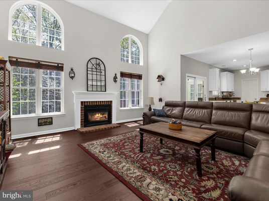 Fireplace, Interior, Kitchen, Living room, Pendant Lights, Recessed Lighting, Wood Texture Flooring