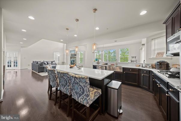Interior, Kitchen, Pendant Lights, Recessed Lighting, Wood Texture Flooring