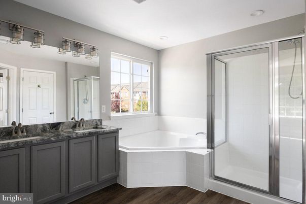Bathroom, Glass Shower, Interior, Wood Texture Flooring