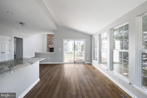 Empty room, Fireplace, Interior, Recessed Lighting, Wood Texture Flooring