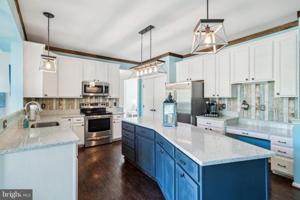 Interior, Kitchen, Pendant Lights, Stainless Steel Appliances, Wood Texture Flooring