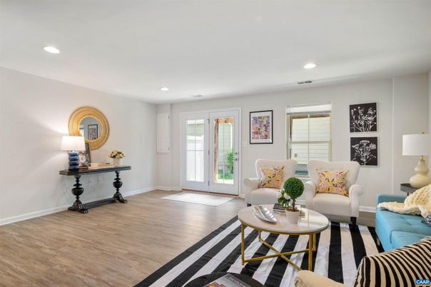 Interior, Living room, Recessed Lighting, Wood Texture Flooring