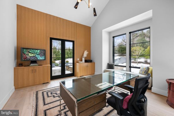Home Office, Interior, Wood Texture Flooring, Wooden Walls
