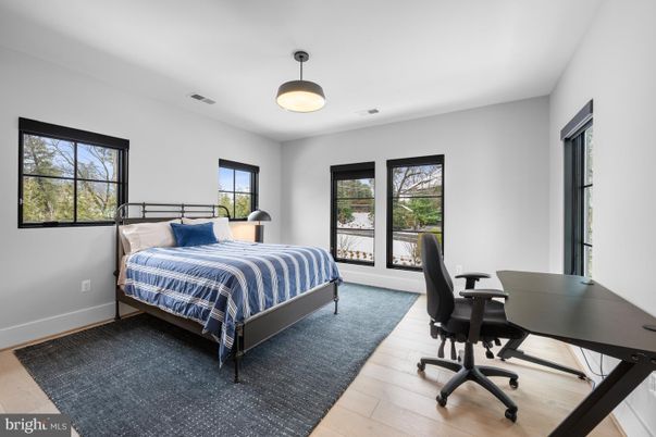 Bedroom, Home Office, Interior, Pendant Lights, Wood Texture Flooring