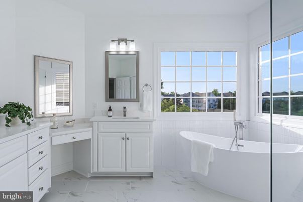 Bathroom, Dual Sink Vanities, Free Standing Baths, Interior, Marble