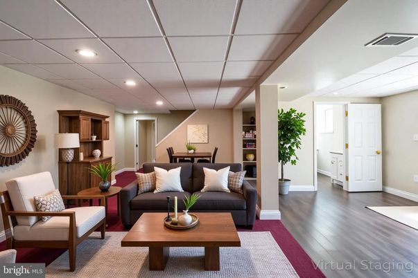 Dining room, Interior, Living room, Recessed Lighting, Wood Texture Flooring