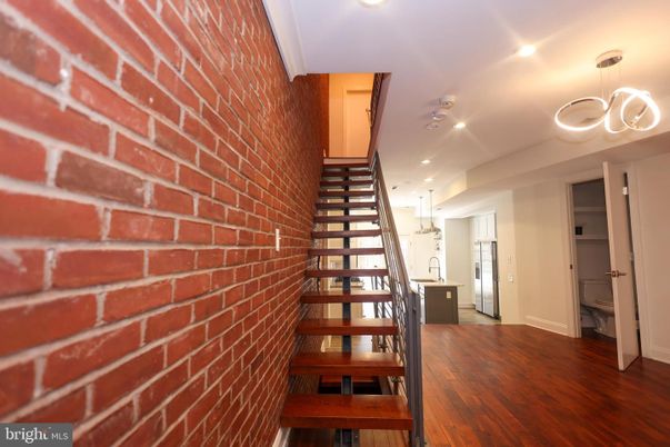 Interior, Pendant Lights, Recessed Lighting, Stone Walls, Wood Texture Flooring