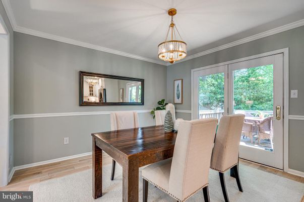 Chandelier, Dining room, Interior, Wood Texture Flooring