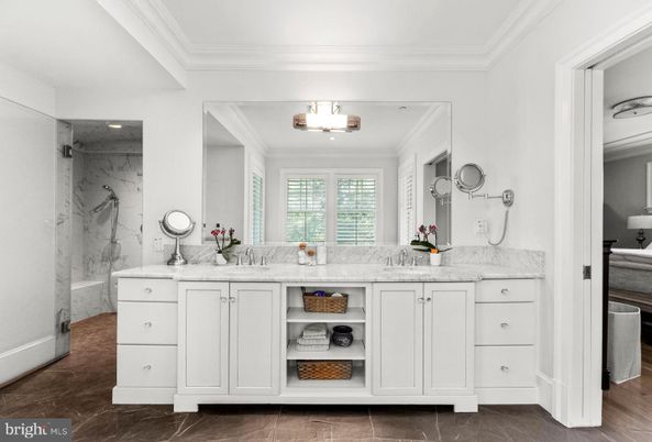Bathroom, Dual Sink Vanities, Interior, Marble, Marble Walls