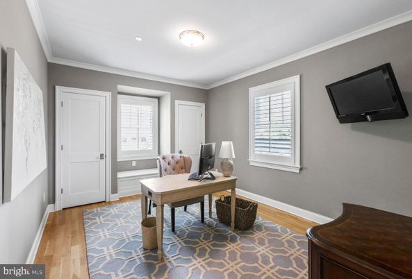 Home Office, Interior, Recessed Lighting, Wood Texture Flooring