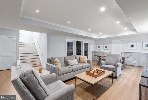 Dining room, Interior, Living room, Recessed Lighting, Wood Texture Flooring