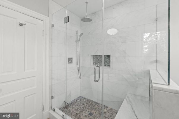 Bathroom, Glass Shower, Interior, Marble Walls