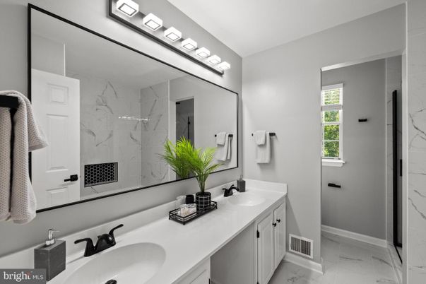 Bathroom, Dual Sink Vanities, Interior, Marble, Marble Walls