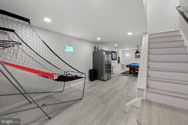 Billiard Table, Game Room, Interior, Recessed Lighting, Wood Texture Flooring