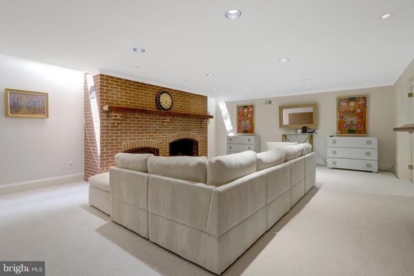 Fireplace, Interior, Living room, Recessed Lighting, Stone Walls