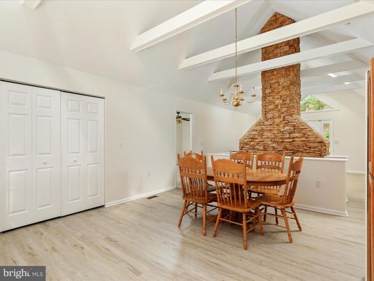 Chandelier, Dining room, Fireplace, Interior, Wood Texture Flooring