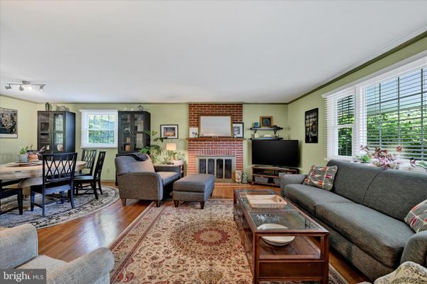 Dining room, Fireplace, Interior, Living room, Stone Walls, Wood Texture Flooring