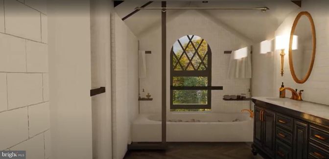 Bathroom, Free Standing Baths, Interior, Wood Texture Flooring