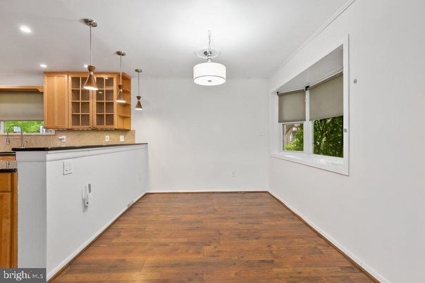 Interior, Kitchen, Pendant Lights, Recessed Lighting, Wood Texture Flooring