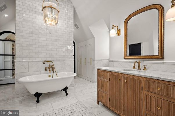 Bathroom, Dual Sink Vanities, Free Standing Baths, Interior, Marble