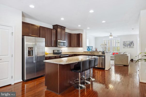 Interior, Kitchen, Living room, Recessed Lighting, Stainless Steel Appliances, Wood Texture Flooring