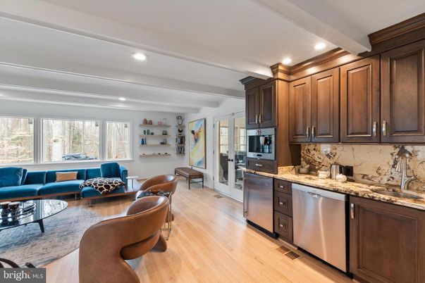 Interior, Kitchen, Living room, Recessed Lighting, Stainless Steel Appliances, Wood Texture Flooring