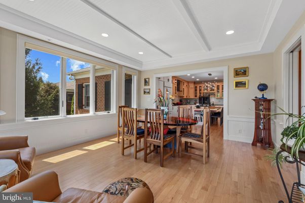 Dining room, Interior, Kitchen, Recessed Lighting, Wood Texture Flooring