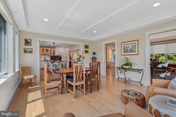 Dining room, Interior, Kitchen, Recessed Lighting, Wood Texture Flooring