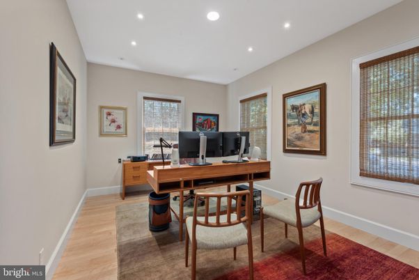 Home Office, Interior, Recessed Lighting, Wood Texture Flooring