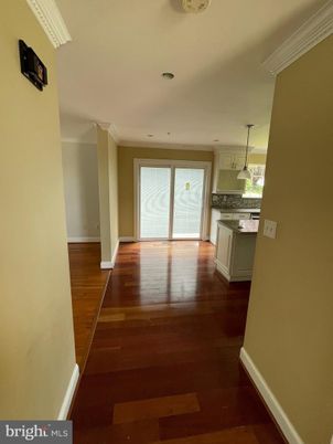 Empty room, Interior, Kitchen, Pendant Lights, Recessed Lighting, Wood Texture Flooring