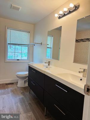 Bathroom, Dual Sink Vanities, Interior, Wood Texture Flooring
