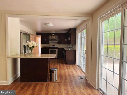 Interior, Kitchen, Stainless Steel Appliances, Wood Texture Flooring