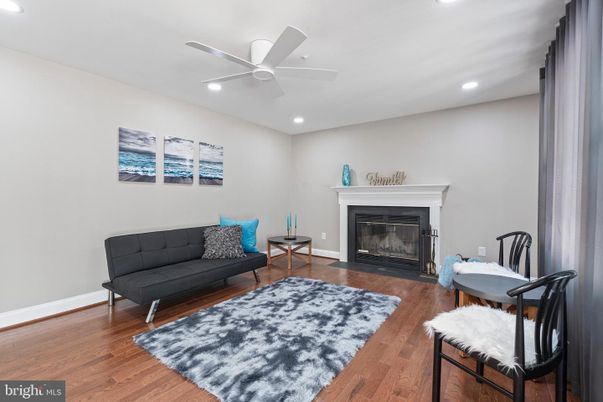 Fireplace, Interior, Recessed Lighting, Wood Texture Flooring