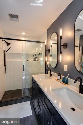 Bathroom, Dual Sink Vanities, Glass Shower, Interior, Recessed Lighting
