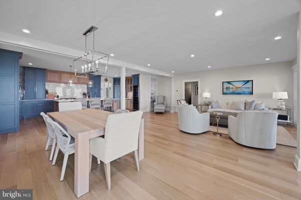 Dining room, Interior, Kitchen, Living room, Pendant Lights, Recessed Lighting, Wood Texture Flooring