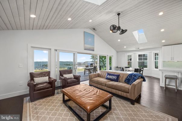 Dining room, Interior, Kitchen, Living room, Pendant Lights, Recessed Lighting, Water, Wood Texture Flooring